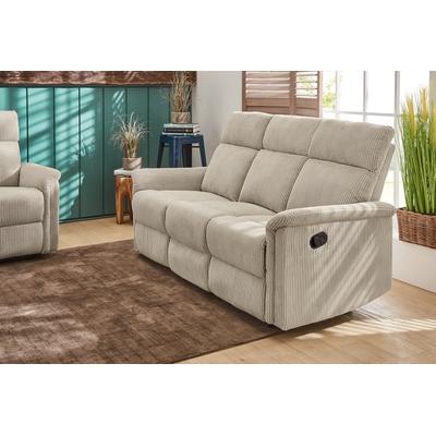3-Sitzer JOCKENHÖFER GRUPPE "Juist", grau (grau, beige), B:180cm H:100cm T:93cm, Sofas, Liegefunktion durch halbautomatische Reclinerfunktion, Federkern Image
