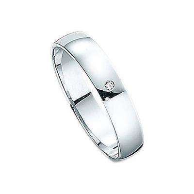 Trauring FIRETTI "Schmuck Geschenk Gold Hochzeit Ehering Trauring "LIEBE" Gr. 23, weiß (weißgoldfarben), Fingerringe, 23, 0,01 ct SI = kleine Einschlüsse mit Brillant, Weißgold 375, 4mm, Made in Germany, wahlweise mit oder ohne Brillant Image