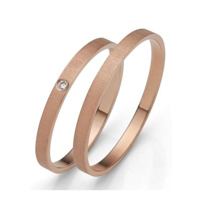 Trauring FIRETTI "Schmuck Geschenk Gold 375 Hochzeit Ehering "LIEBE" Gr. 56, rosa (roségoldfarben), Fingerringe, 56, 0,005 ct SI = kleine Einschlüsse mit Brillant, Roségold 585, 2,0mm, Rosu00e9gold 585, Made in Germany, wahlweise mit oder ohne... Image