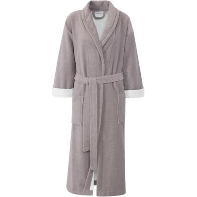 Unisex-Bademantel GÖZZE "Turin, ideal für Sauna & Spa, Hotelbademantel, Morgenmantel" Gr. L, grau (taupe), L:125cm in Gr. L, Baumwoll-Mix, Hausmäntel, Bademantel, für Damen & Herren, mit Gürtel und zwei aufgesetzten Taschen, lang Image