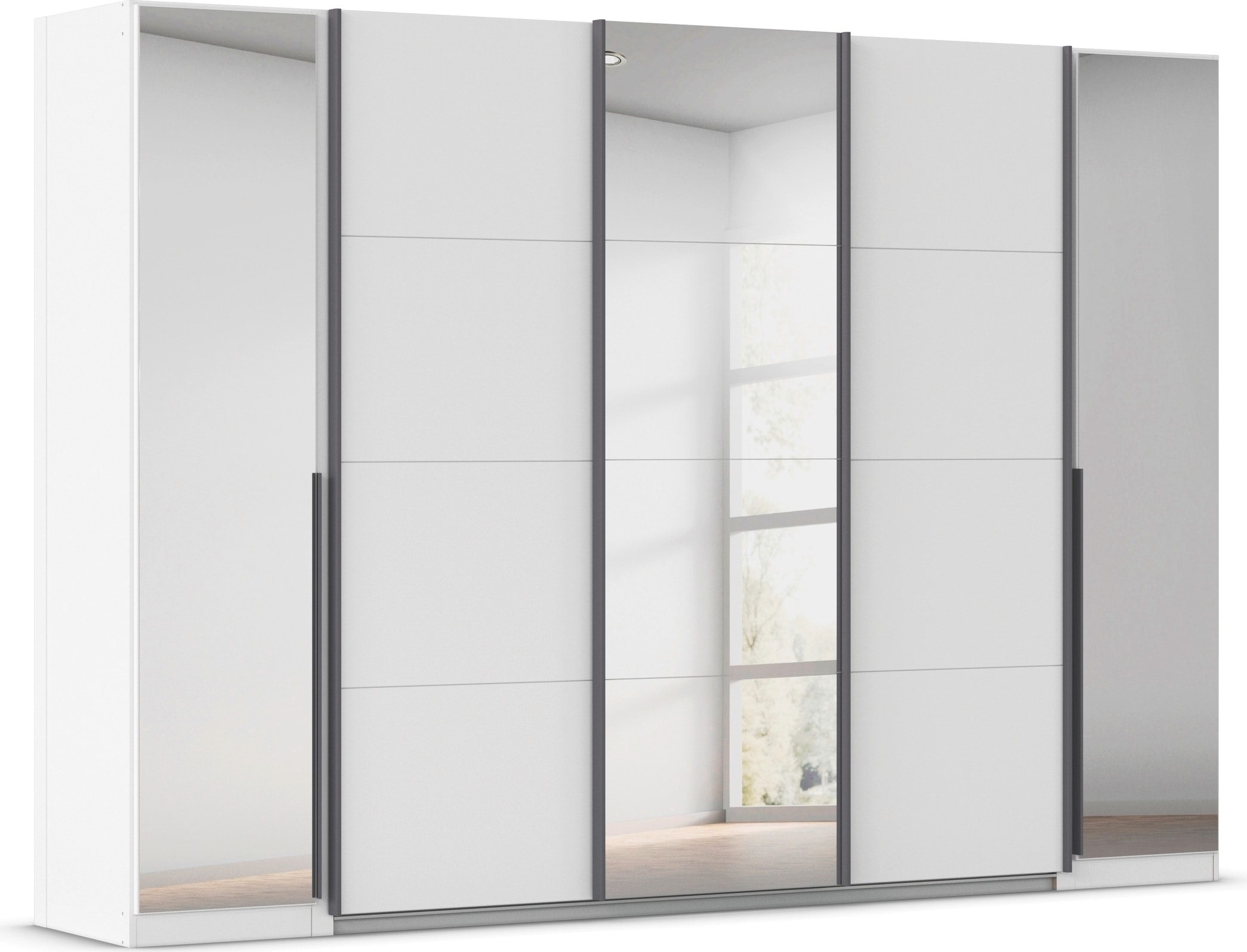 Schwebetürenschrank RAUCH "Dreh-/Schwebetürenschrank Kleiderschrank Familie, OTTOs Choice, Agordo", weiß (alpinweiß), B:301cm H:210cm T:62cm, Holzwerkstoff, Schränke, Schwebetürenschrank, Stauraumwunder TOPSELLER, verschiedene Grifffarben Made in...