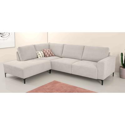 Ecksofa HOME AFFAIRE "Tournon, L-Form, Breite 256 cm, Webstoff, Chenille", beige, B:256cm H:85cm T:198cm, 100% Polyester, Sofas, Designsofa im nordischen Stil, Wellenunterfederung, Metallfüße Image