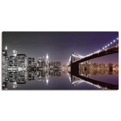 Wandbild ARTLAND "New York Skyline nächtliche Reflektion", schwarz (farbe bild(er): schwarz), B:60cm H:30cm, Canvas, Leinwand, Bilder, als Leinwandbild, Poster, Wandaufkleber in verschied. Größen Image