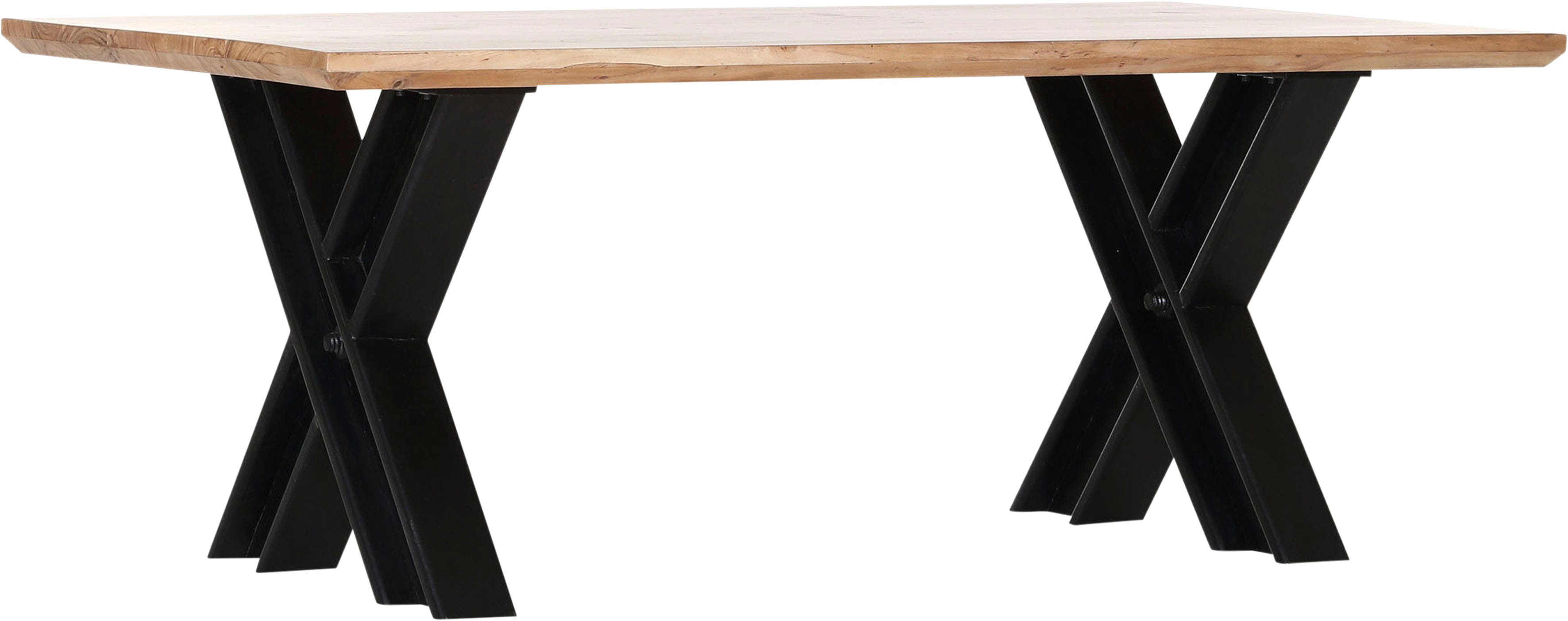 Esstisch GUTMANN FACTORY "Building", schwarz (natur, schwarz), B:200cm H:76cm T:100cm, Tische