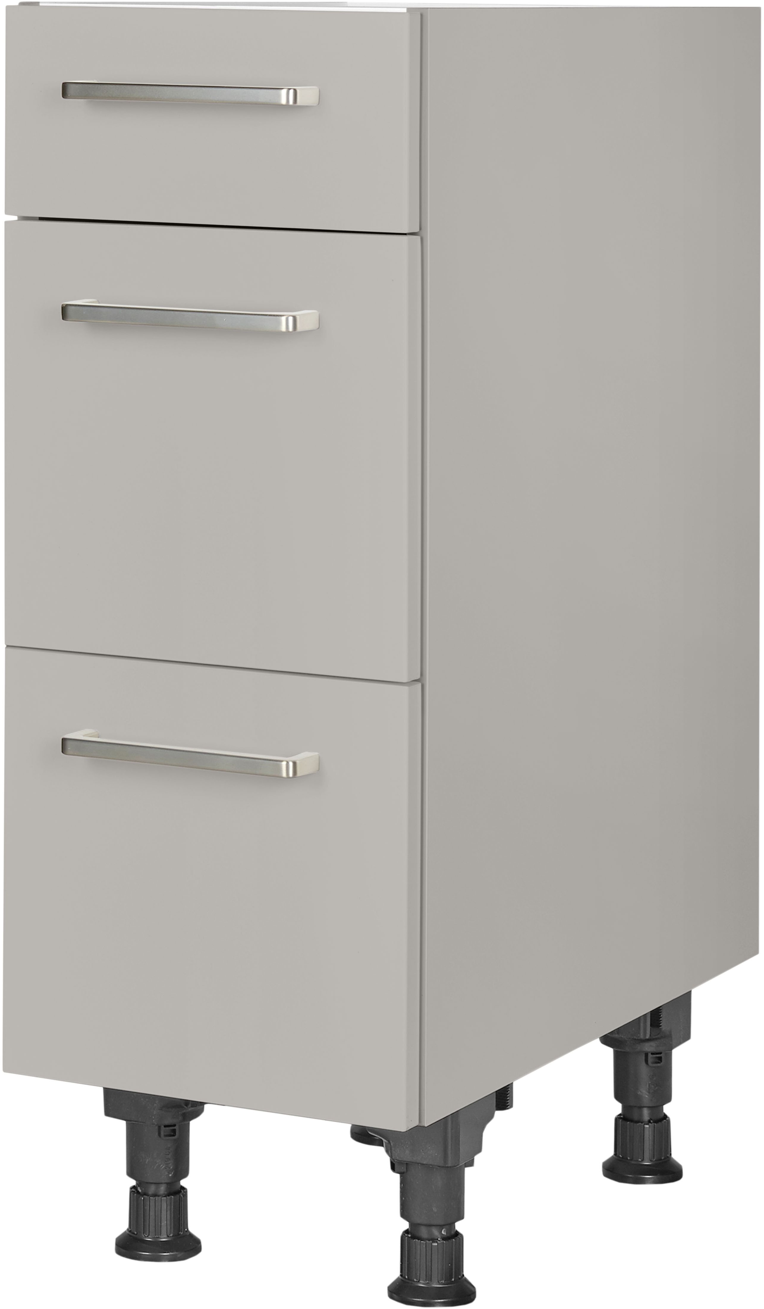Unterschrank NOBILIA "Touch", vormontiert, mit höhenverstellbaren Sockelfüßen, in den", grau (front: lacklaminat steingrau supermatt, korpus: steingrau), B:30cm H:87cm T:58,3cm, Schränke, Breiten 30, 45, 60 und 90 cm, mit Schubkasten und Auszügen Image