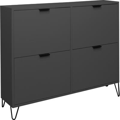 Schuhschrank MÄUSBACHER "Bonnie TOPSELLER", schwarz (anthrazit matt), B:120cm H:99cm T:25cm, Holzwerkstoff, Schränke, Schuhschrank mit Drahtgestell Image