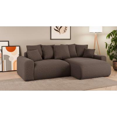 Ecksofa HOME AFFAIRE "LAKESIDE klein mit Bettfunktion und Bettkasten, B/T/H 235/142/84 cm", braun, B:235cm H:84cm T:142cm, 100% Polyester, Sofas, L-Form, Recamiere beidseitig montierbar, mit Wellenunterfederung Image
