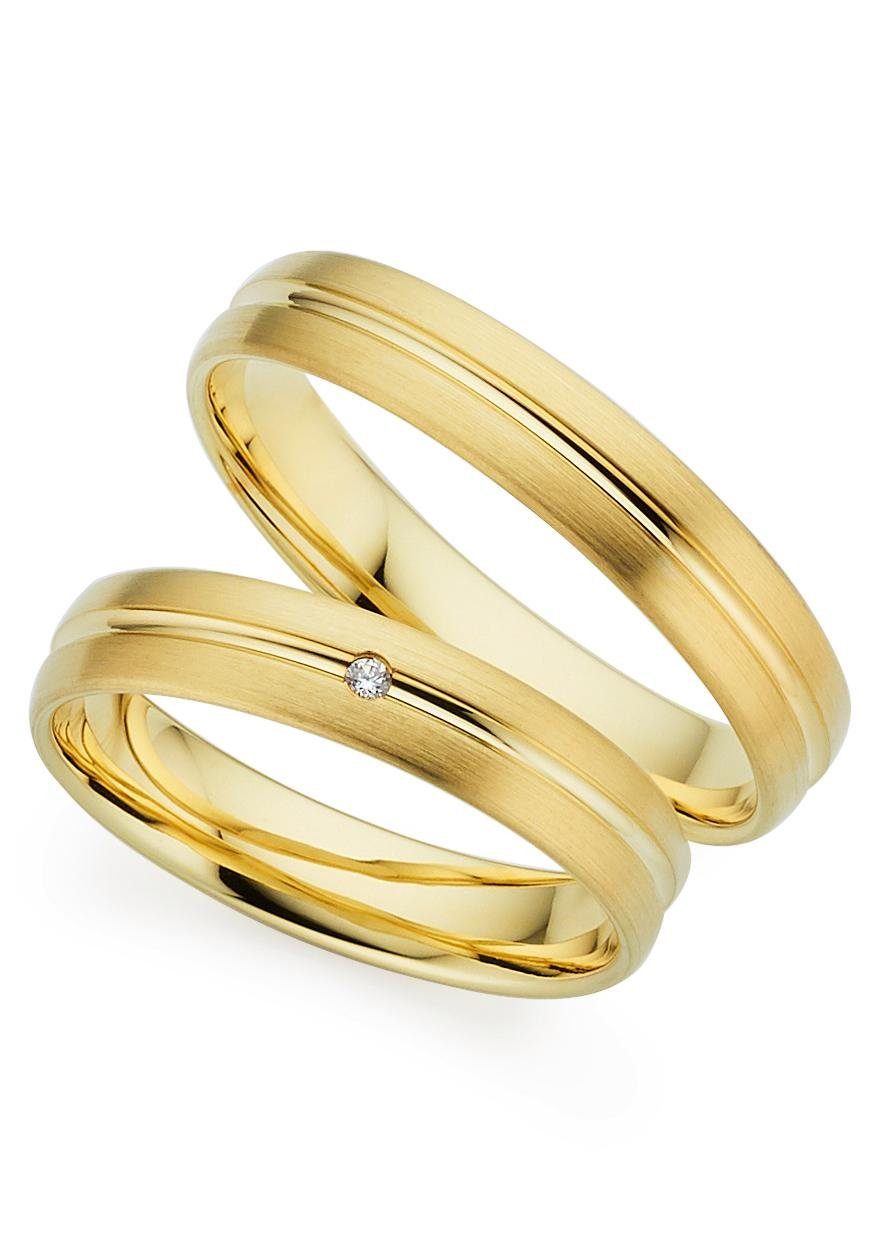 Trauring PHÖNIX "Schmuck Geschenk Gold 333 Trauring Ehering LIEBE versch. Varianten" Gr. 53, gold (gelbgoldfarben), Fingerringe, 53, 0,01 SI = kleine Einschlüsse mit Brillant, Gelbgold 333, 4mm, Made in Germany, wahlweise mit oder ohne Brillant Image