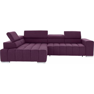 Ecksofa EXXPO - SOFA FASHION "Elias, aktuelle Kreuzsteppung im Sitz, bequem, L-Form", rot (hortensia), B:307cm H:94cm T:201cm, Struktur ( 100% Polyester), Sofas, mit Kopf- bzw. Rückenverstellung, wahlweise mit Bettfunktion Image