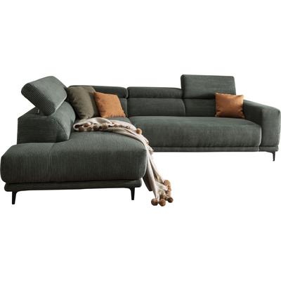 Ecksofa ALINA "Hikari", grün (olivgrün gct 333), B:276cm H:102cm T:210cm, Cord GCT (92% Polyester, 8% Nylon), Sofas, wahlweise mit Sitzvorzug, in modernem Cordstoff, Breite 276 cm Image