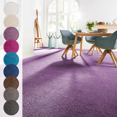Teppichboden ANDIAMO "Sophie, Frisee-Velours, Made in Netherlands", lila, B:400cm H:12mm L:1200cm, Kunstfaser, Teppiche, Uni Farben, Breite 400 cm oder 500 cm, strapazierfähig & pflegeleicht Image