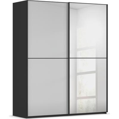 Schwebetürenschrank RAUCH "Kleiderschrank Schrank Garderobe Schlafzimmerschrank SCALE-DUO", grau (schwarz, glas seidengrau, griffleisten schwarz), B:181cm H:223cm T:68cm, Holzwerkstoff, Schränke, edle zweigeteilte Türen Spiegel/Glas-Mix 3... Image