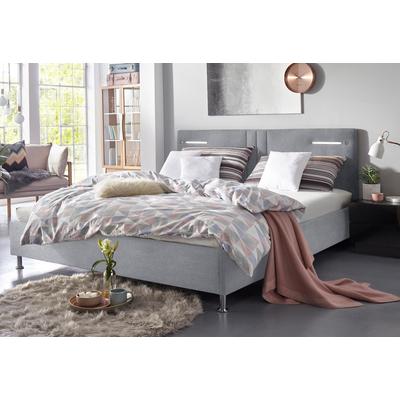 Polsterbett "Elba", grau, B:190cm L:210cm, Bezug Bett: Microfaser (100% Polyester) oder Strukturstoff (77% Polyester, 23% Viskose), Bonnell-Federkernmatratze: 51% Polypropylen, 39% Polyester und 10% Baumwolle, Kaltschaummatratze: 100% Polyester,... Image