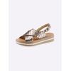 Sandalette HEINE, Damen, Gr. 35, braun (bronzefarben), Leder, Glattleder, modisch, Schuhe