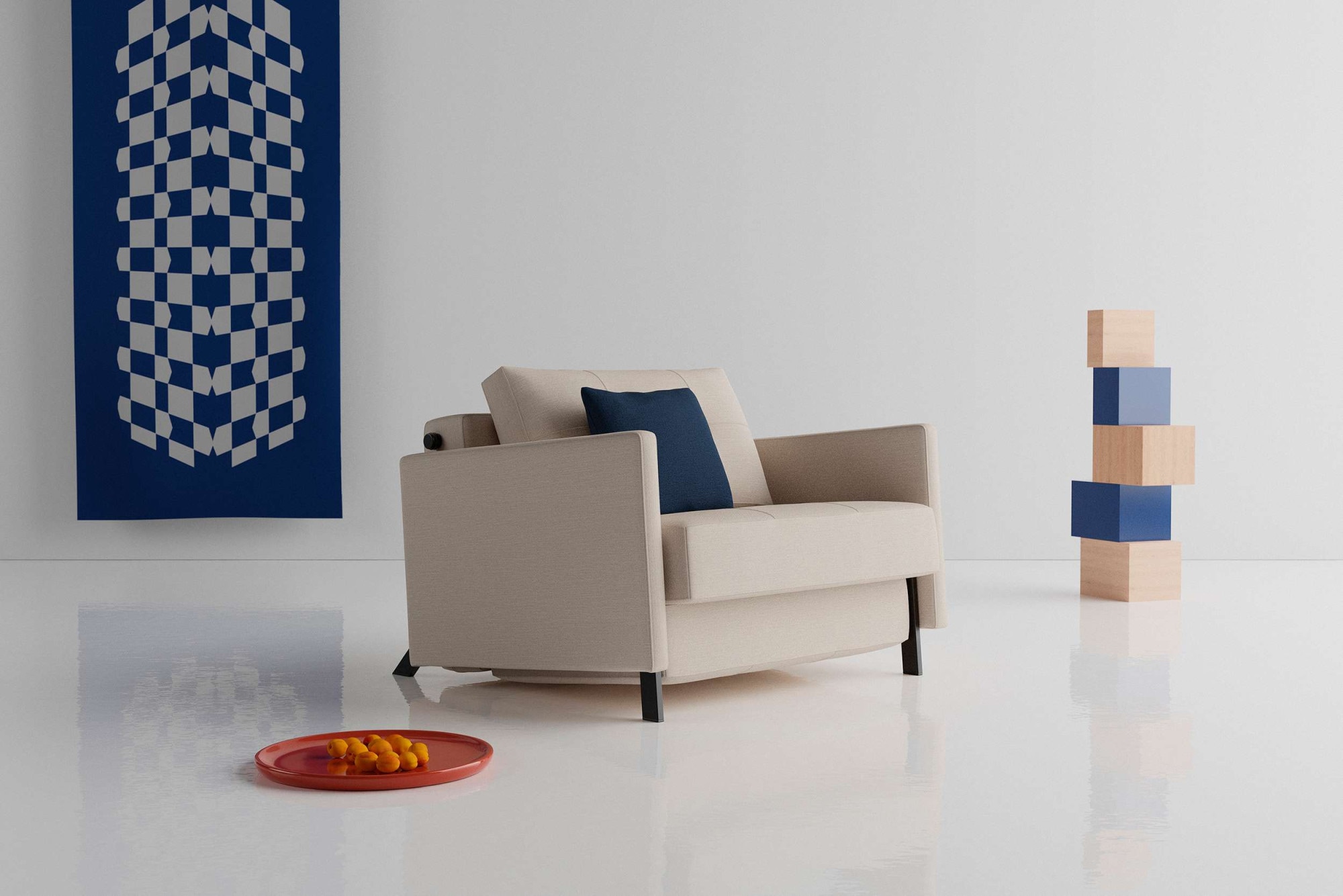 Sessel INNOVATION LIVING ™ "CUBED Schlafsessel", beige (sand), B:104cm H:77cm T:103cm, Sessel