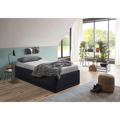 Polsterbett "Texel", schwarz, B:106cm H:34cm L:206cm, Bezug Bett: Veloursstoff 100% Polyester oder Microfaser (100% Polyester), Bonnell-Federkernmatratze: 51% Polypropylen, 39% Polyester und 10% Baumwolle, Kaltschaummatratze: 100% Polyester, Bezug... Image