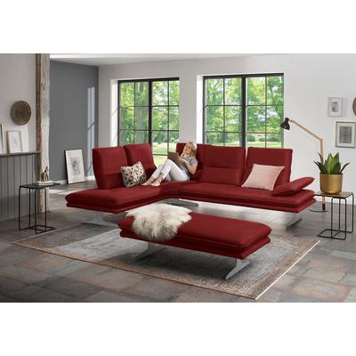 Ecksofa W.SCHILLIG "broadway, Designsofa, mit tollem Sitzkomfort, L-Form", rot (ruby rot z59), B:284cm H:94cm T:224cm, Longlife Xtra-Leder Z59: Glattleder mit modischer Prägung. Hautstärke 0, 9 - 1, 1 mm, Sofas, Sitztiefenverstellung, Kopfteil- &... Image