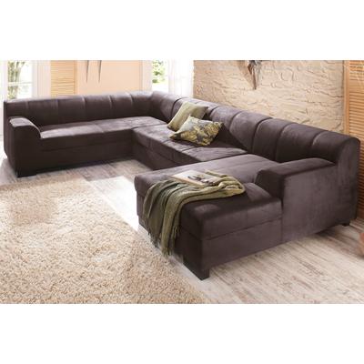 Wohnlandschaft HOME AFFAIRE "Falk klare Linien, zeitlos und komfortabel, U-Form", braun (mocca), B:320cm H:77cm T:90cm, Luxus-Microfaser (100% Polyester), Microfaser PRIMABELLE (100% Polyester), Microfaser in Antiklederoptik (100% Polyester), Sofas,... Image