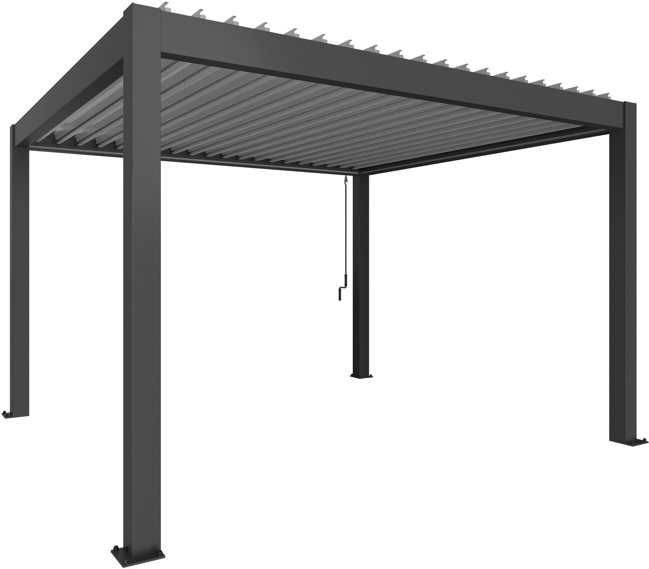 Pergola BIOHORT "4 x 3,5", grau (dunkelgrau, metallic), B:404,5cm T:367,5cm, Pergolen, 404,5x367,5x264 cm, ausgezeichnet mit dem Red Dot Design Award