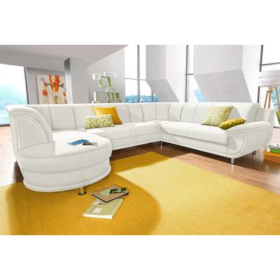 Wohnlandschaft TRENDMANUFAKTUR "Rondo, U-Form", weiß (altweiß), B:320cm H:85cm T:94cm, Softlux-Kunstleder, Primabelle-Microfaser, NaturLeder (handschuhweiches Rindsleder in Sitz und Rücken mit SOFTLUX-Kunstleder als Korpus-Bezug), Struktur (23%... Image