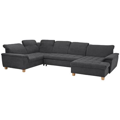 Wohnlandschaft HOME AFFAIRE "Lyla U-Form", grau (anthrazit), B:352cm H:81cm T:214cm, Feinstruktur weich (100% Polyester), Luxus-Microfaser Lederoptik (100% Polyester), Microfaser PRIMABELLE (100% Polyester), Sofas, wahlweise mit Rückenfunktion und... Image