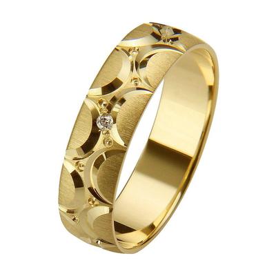 Trauring FIRETTI "Schmuck Geschenk Gold 375 Hochzeit Ehering "LIEBE" Gr. 22, gold (gelbgoldfarben), Fingerringe, 22, 0,01 ct SI = kleine Einschlüsse mit Brillant, Gelbgold 375, 5mm, Made in Germany, wahlweise mit oder ohne Brillant Image