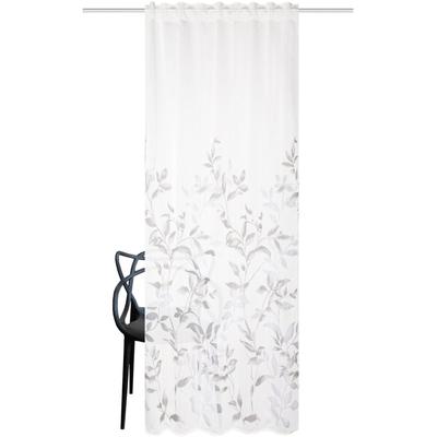 Gardine HEINE HOME, grau (weiß, grau), B:140cm H:245cm, Polyester, Viskose, Gardinen Image