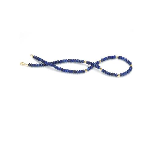 Perlenkette LADY, blau, Halsketten, Damen, bis 60cm, Metall, L: 55cm