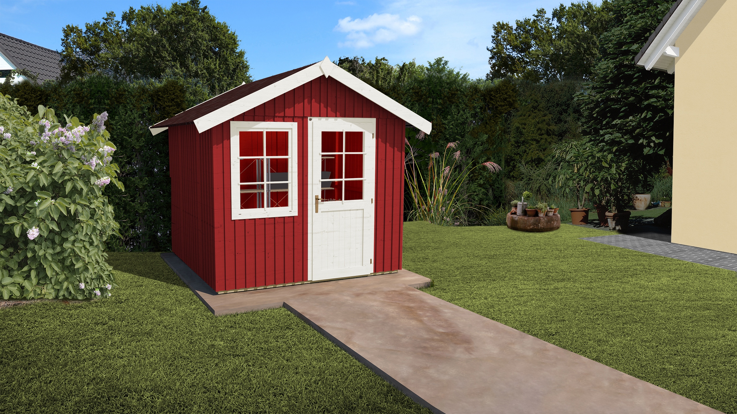 Gartenhaus WEKA "Schwedenhaus 410", rot (schwedenrot), Fußboden im Gartenhaus, Holzwerkstoff, Gartenhäuser, inklusive Fussboden Image