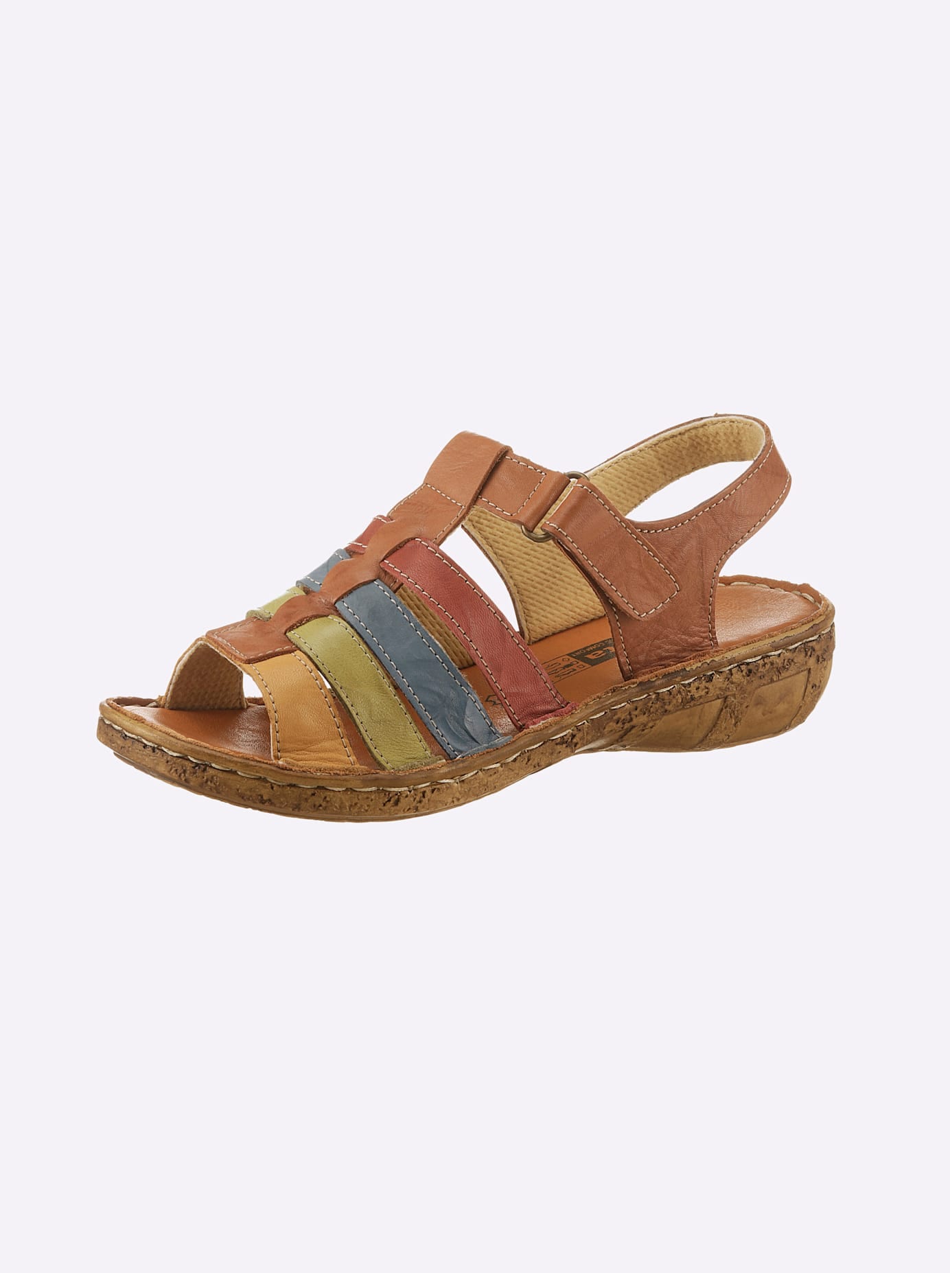 Sandale CASUAL LOOKS, Damen, Gr. 40, bunt (cognac, bunt), Glattleder, Schuhe Sandale