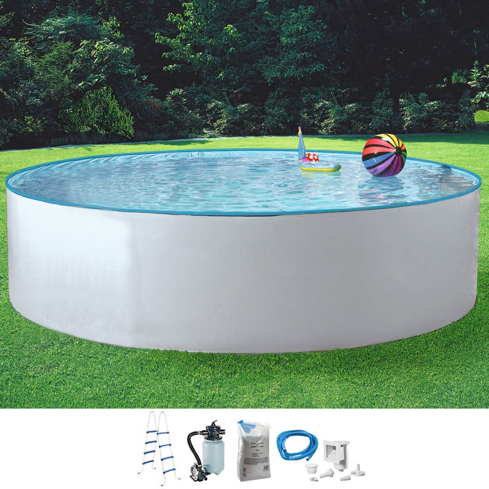 Rundpool KONIFERA "KENO", weiß, H:110cm Ø:460cm, Schwimmbecken, inkl. hochwertigem Zubehör, Tiefe 110 cm, in versch. Größen Image