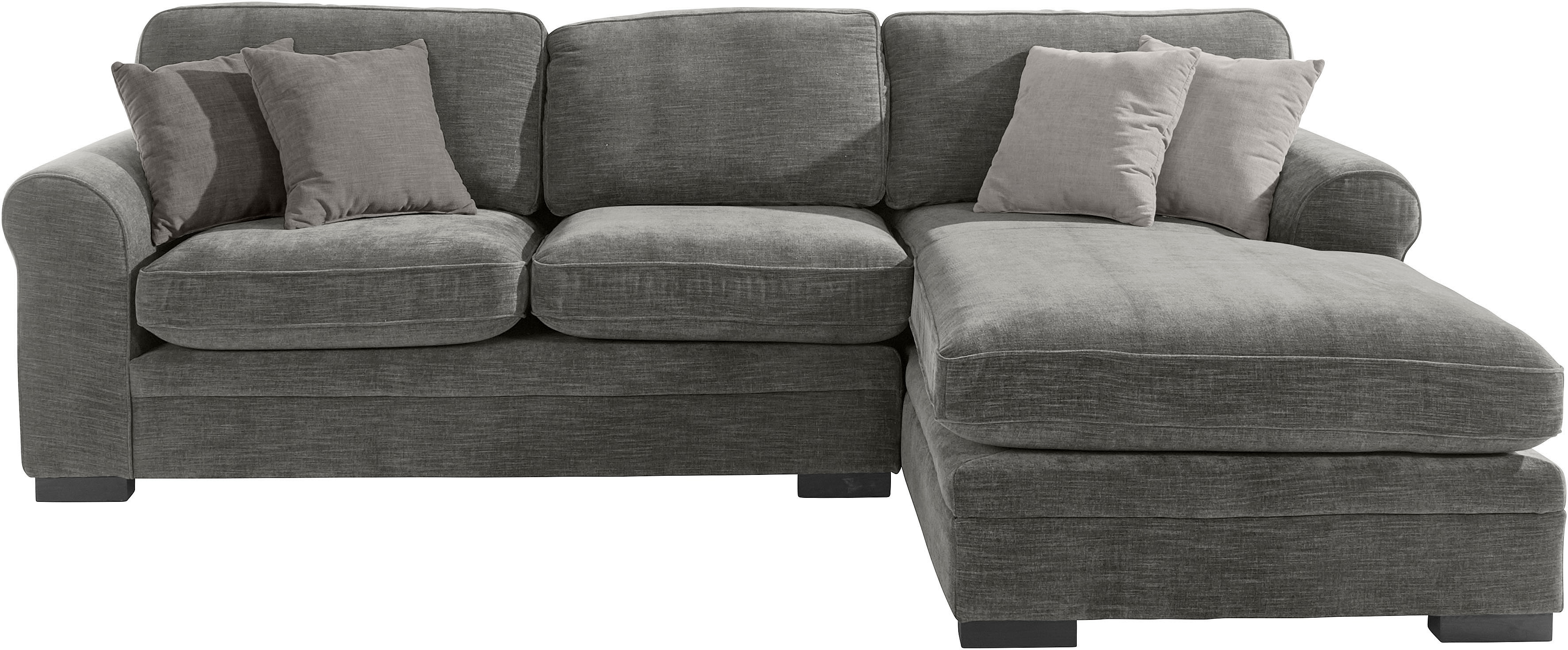 Ecksofa HOME AFFAIRE "Broughton L-Form", grau (hellgrau), B:279cm H:92cm T:178cm, 100% Polyester, Sofas, weicher Sitzkomfort, incl. 4 Zierkissen, Keder Image