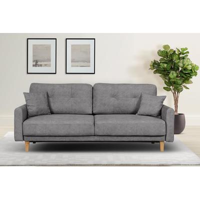 3-Sitzer HOME AFFAIRE "TRIPLO optionale Schlafsofa mit Bettkasten, Maße B/T/H: 215/100/89 cm", grau, B:215cm H:89cm T:100cm, 100% Polyester, Sofas, Wahlweise Bettfunktion - Liegefläche 145x191 cm, Rücken-, Zierkissen Image