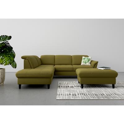 Ecksofa SIT & MORE "Maggiore L-Form", grün (olive), B:261cm H:88cm T:224cm, 98% Polyester, 2% Polyamid, Sofas, wahlweise mit Kopfteilverstellung, Bettfunktion und Stauraum Image