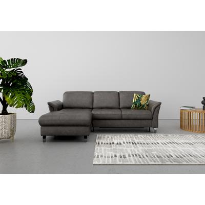 Ecksofa SIT & MORE "Maggiore L-Form", grau (anthrazit), B:258cm T:173cm, 100% Polyester, Sofas, wahlweise mit Kopfteilverstellung, Bettfunktion und Bettkasten Image