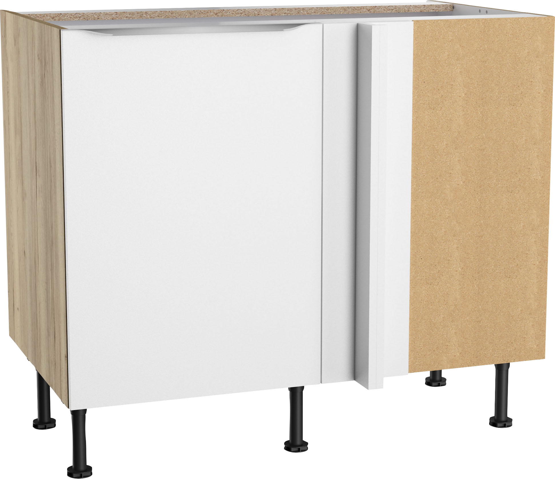 Eckunterschrank KOCHSTATION "KS-Aken", weiß (weiß, wildeiche nachbildung), B:100cm H:87cm T:58,4cm, Schränke, Eckunterschrank Image