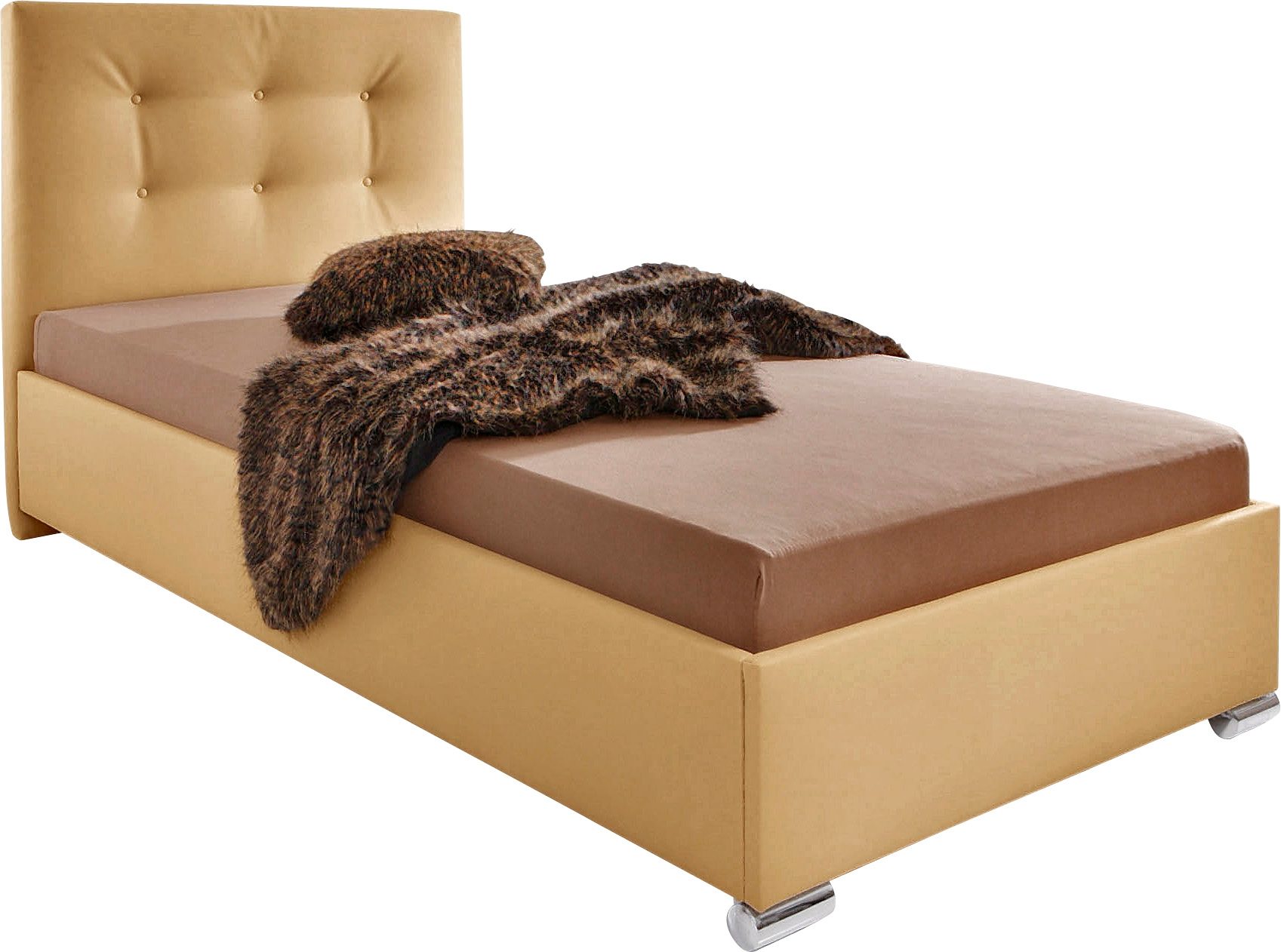 Polsterbett MAINTAL, beige, B:107cm H:107cm L:212cm, Betten, Made in Germany Image