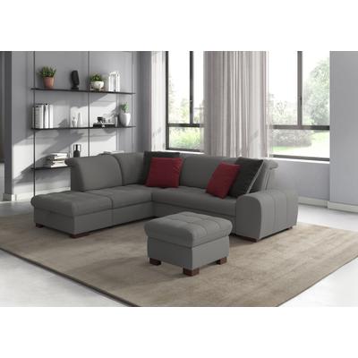 Ecksofa SIT & MORE "Luxor L-Form", grau, B:259cm H:82cm T:224cm, Luxus-Microfaser ALTARA NUBUCK (100% Polyester), Soft clean (98% Polyester, 2% Polyamid), Struktur fein (100% Polyester), Sofas, wahlweise mit Bettfunktion, Stauraum und... Image
