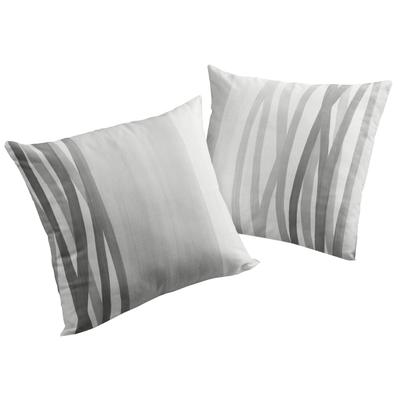 Dekokissen WIRTH "BROOKLYN" Gr. 3, grau (grau, bedruckt, gemustert), B:40cm L:60cm, Polyester, Dekokissen_Sitzkissen_Kissenhüllen, Kissenhülle ohne Füllung, 2 Stück Image