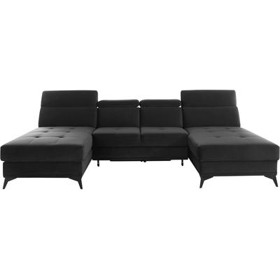 Wohnlandschaft INOSIGN "Cardiz U-Form", grau (anthrazit), B:296cm H:83cm T:173cm, Webstoff (100% Polyester), Luxus-Microfaser Paris (90% Polyester/10% Polyamid), Struktur fein (100% Polyester), Samtoptik (100% Polyester), Sofas,... Image