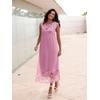 Sommerkleid CLASSIC BASICS "Kleid", Damen, Gr. 48, Normalgrößen, rosa (altrosa, flamingo, bedruckt), Georgette, 100% Polyester, geblümt, gemustert, mehrfarbig, lang, Rundhals, ohne Ärmel, Kleider