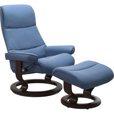 Relaxsessel STRESSLESS "View", blau (lazuli blau), B:82cm H:108cm T:81cm, Sessel, mit Classic Base, Größe M,Gestell Braun Image