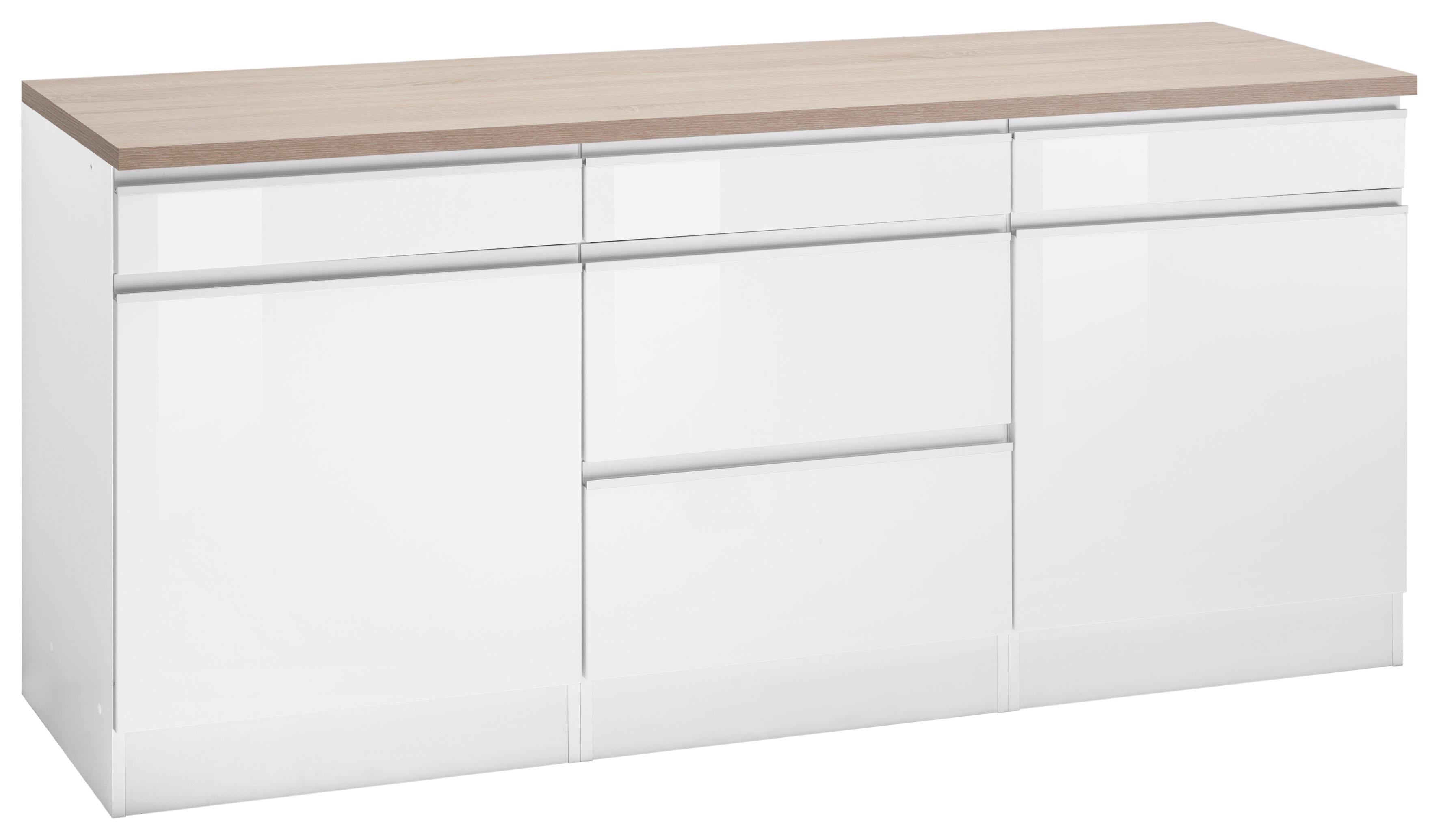 Unterschrank KOCHSTATION "KS-Ohio", weiß (weiß hochglanz, weiß), B:180cm H:85cm T:60cm, Schränke, Breite 180 cm Image