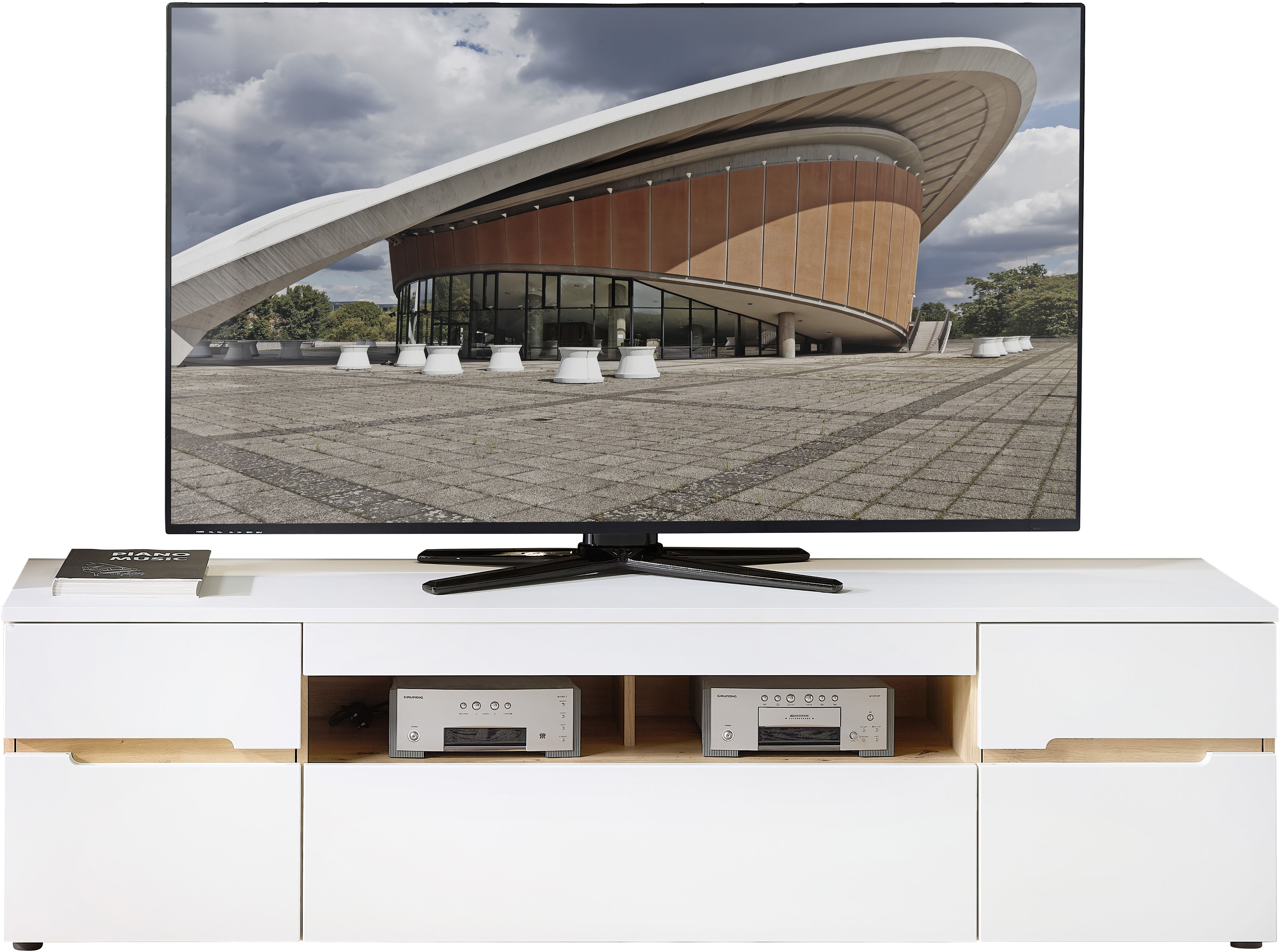 TV-Schrank INNOSTYLE "Memphis TV-Lowboard, 192x53x47cm (B/H/T)", weiß, B:192cm H:53cm T:47cm, FSC-zertifizierter Holzwerkstoff, MDF, Schränke