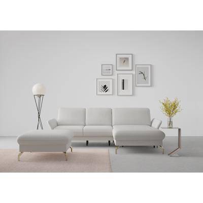 Ecksofa SIT & MORE "Fashion L-Form", grau (hellgrau), B:253cm H:84cm T:165cm, Sofas, wahlweise mit Kopfteilverstellung, Vorziehsitz, motorisch, Nickelfüße Image