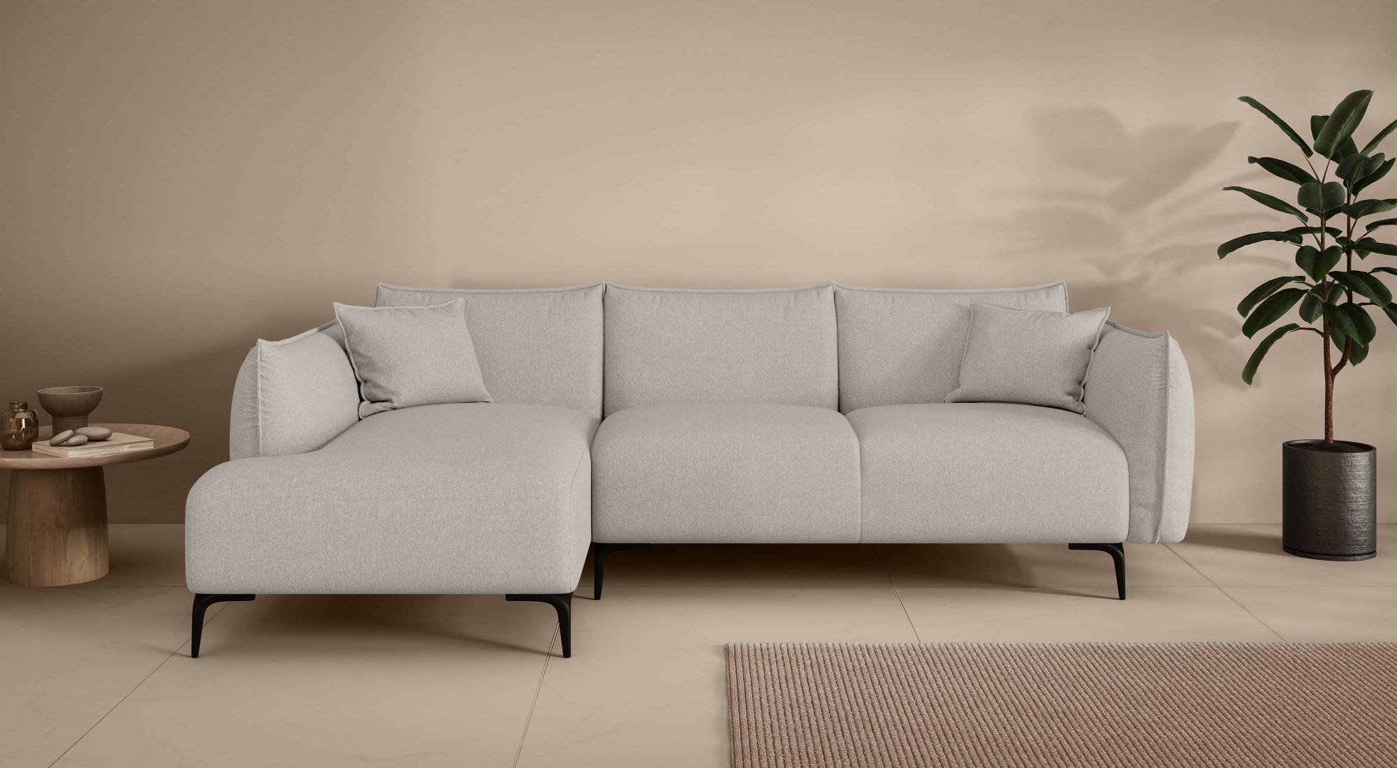Ecksofa "Adelita mit Ottomane links oder rechts bestellbar, B/H/T 270/97/168", grau (hellgrau), B:269cm H:97cm T:168cm, 100% Polyester, LEGER HOME BY LENA GERCKE, Sofas, L-Form mit Wellenunterfederung, enthält 2 Zierkissen