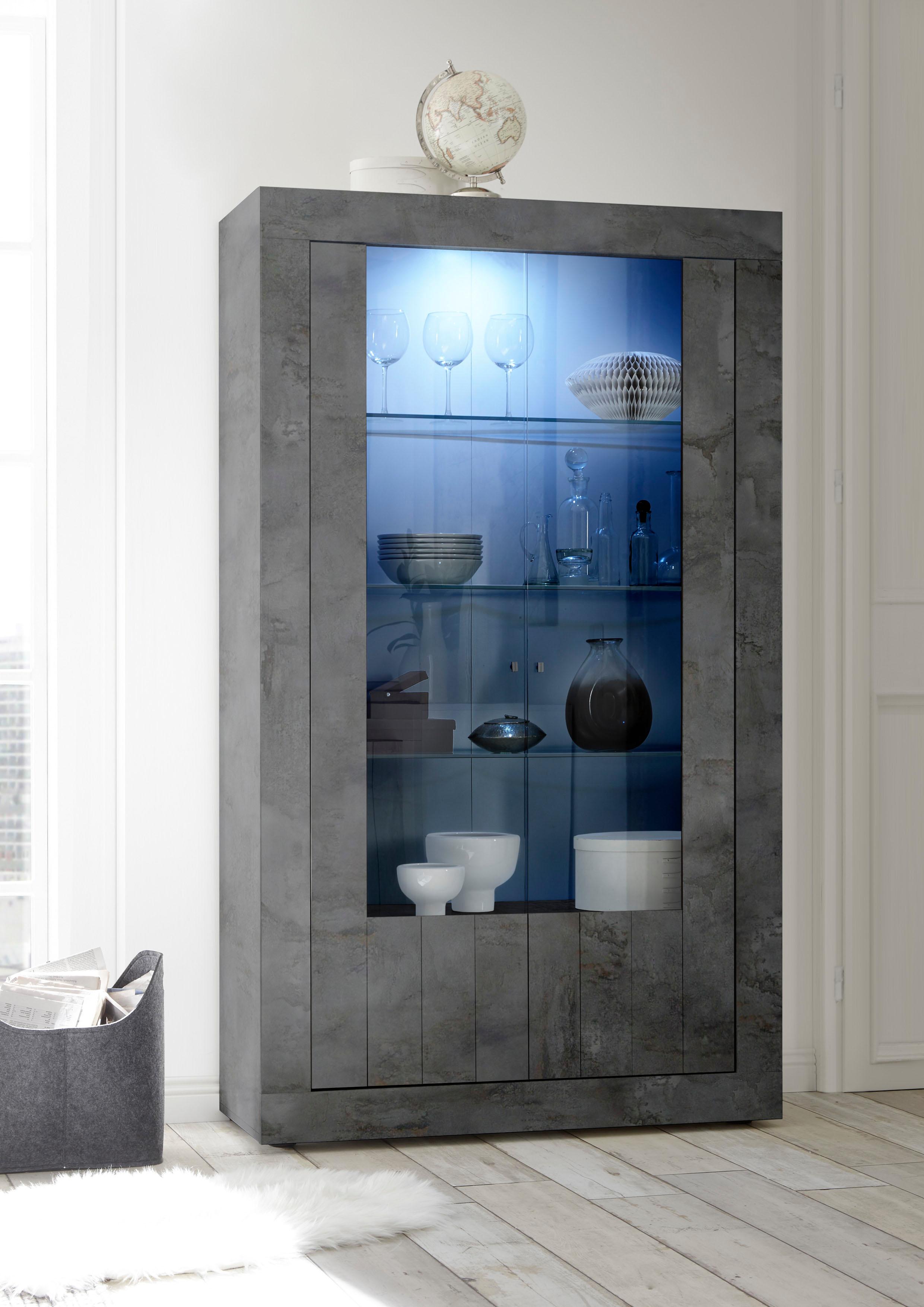 Regal INOSIGN "Urbino", grau (ossido), FSC-zertifizierter Holzwerkstoff, Regale, Türkommode Vitrinenschrank, Höhe 191 cm