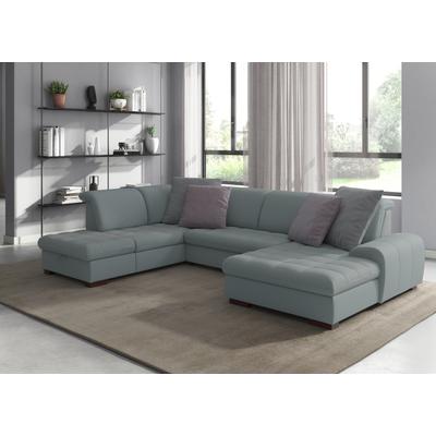 Wohnlandschaft SIT & MORE "Luxor U-Form", blau (aqua), B:329cm T:224cm, Luxus-Microfaser ALTARA NUBUCK (100% Polyester), Soft clean (98% Polyester, 2% Polyamid), Struktur fein (100% Polyester), Sofas, wahlweise mit Bettfunktion, Bettkasten und... Image