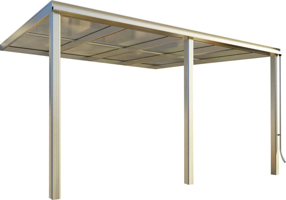 Terrassendach BECKMANN "Exklusiv Gr. 10", grau (anthrazit), B:407cm T:371,3cm, Aluminium, Kunststoff, Terrassenüberdachungen