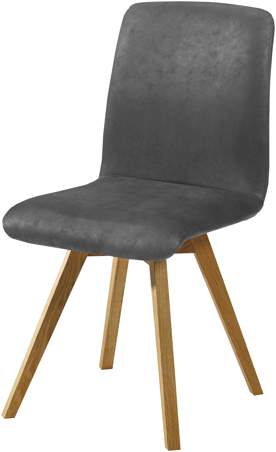 4-Fußstuhl MASSIVLINE & MORE "Karla, Stuhl, Esszimmerstuhl, Küchenstuhl", grau (grau, braun), B:48cm H:92cm T:56cm, Polyester, Stühle, Massivholz: Wildeiche geölt